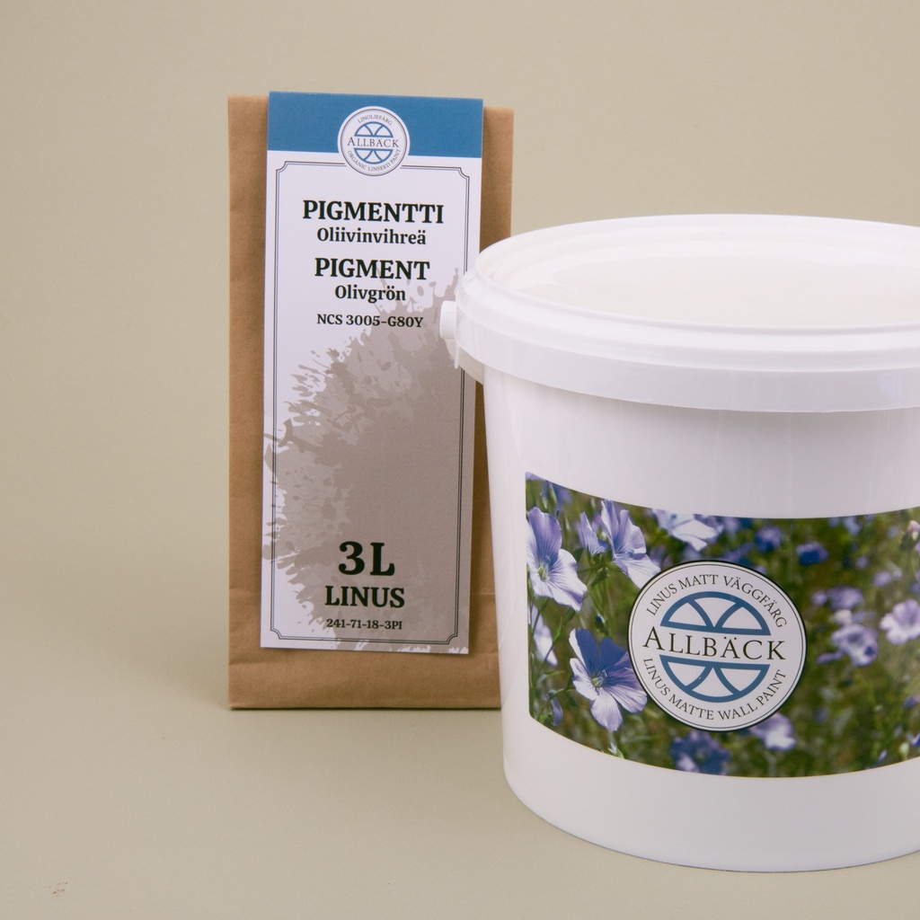 Täysmatta seinä- ja kattomaali, Linus 3 l. Oliivinvihreä.