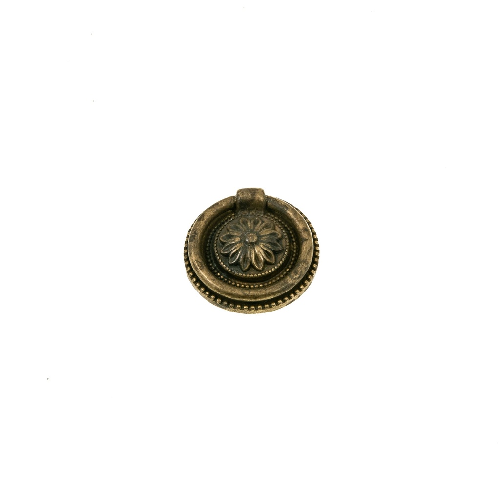 Rengas pohjalevyllä, halk. 47mm, patinoitu messinki.