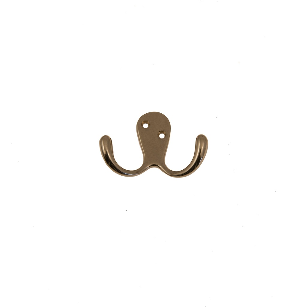 Tuplakoukku, patinoitu messinki.