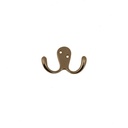 Tuplakoukku, patinoitu messinki.