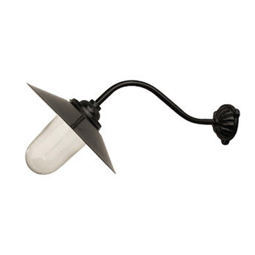 Tallivalaisin, 45° kulma, 53 cm, musta valurauta, musta varjostin jossa valkoinen heijastinpuoli, E27, IP65