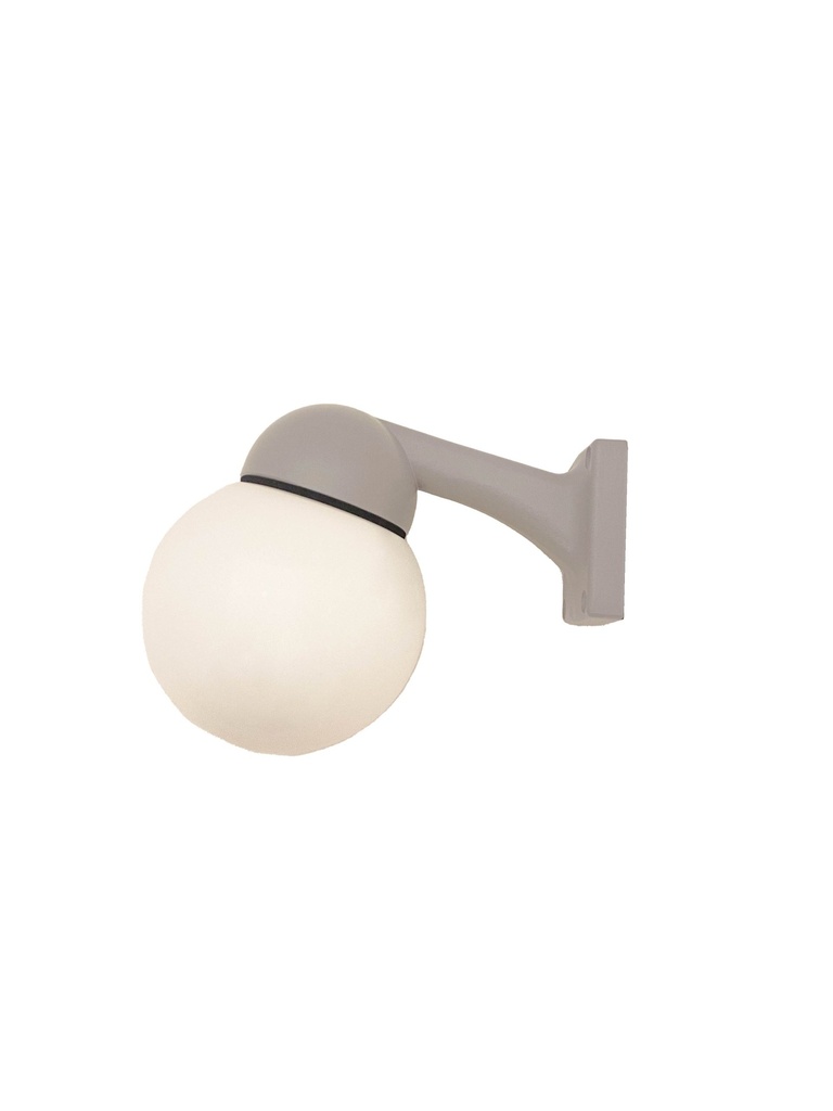 Funkis valurautavalaisin, harmaa, 150mm kiiltävä opaalikupu, E27, IP65