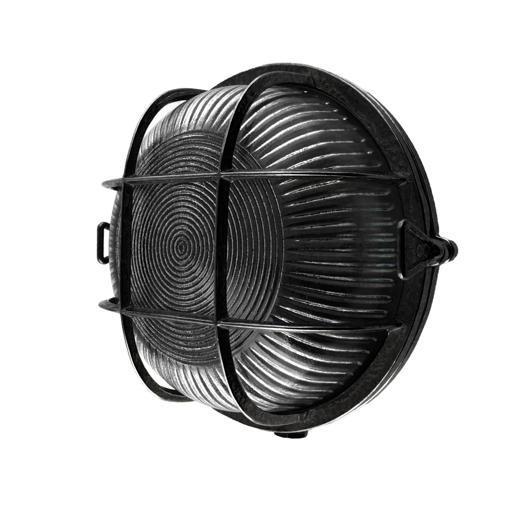 Kellarivalaisin pyöreä, Ø175mm, musta messinki, E27, IP64, Max 60W, Agelux.