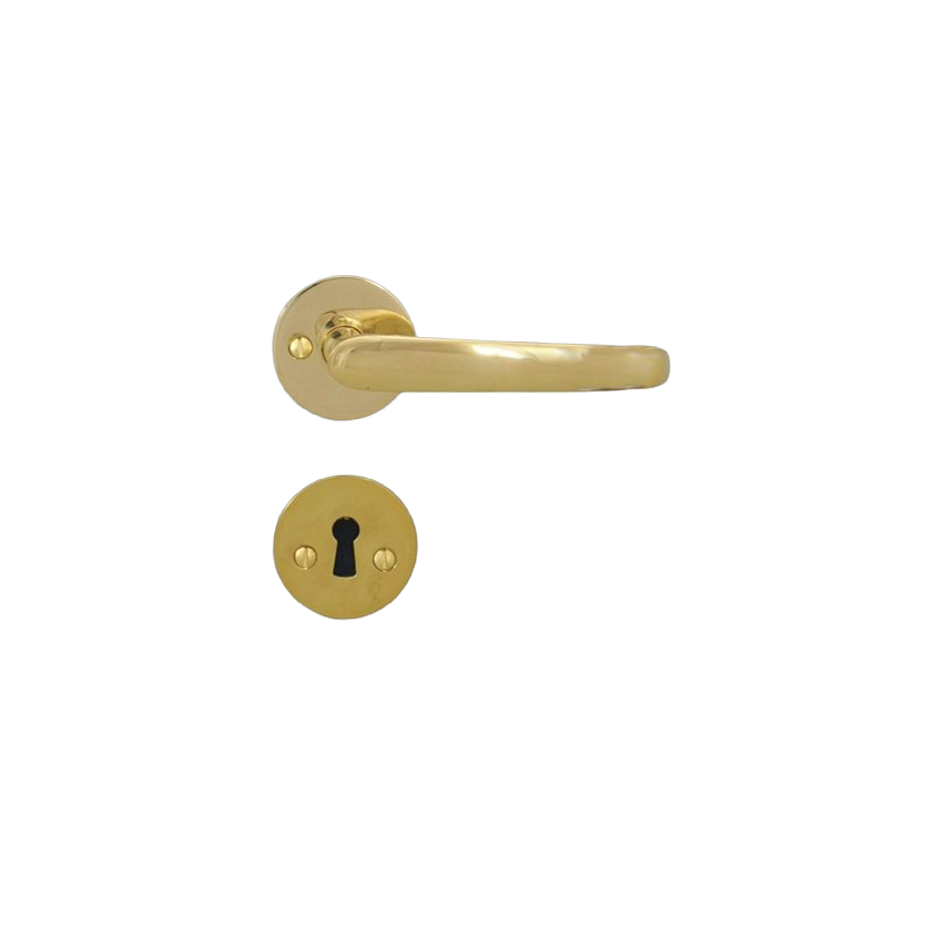 Ovenpainike, 1960-luvun malli, uuteen oveen, messinki, avainkilvillä