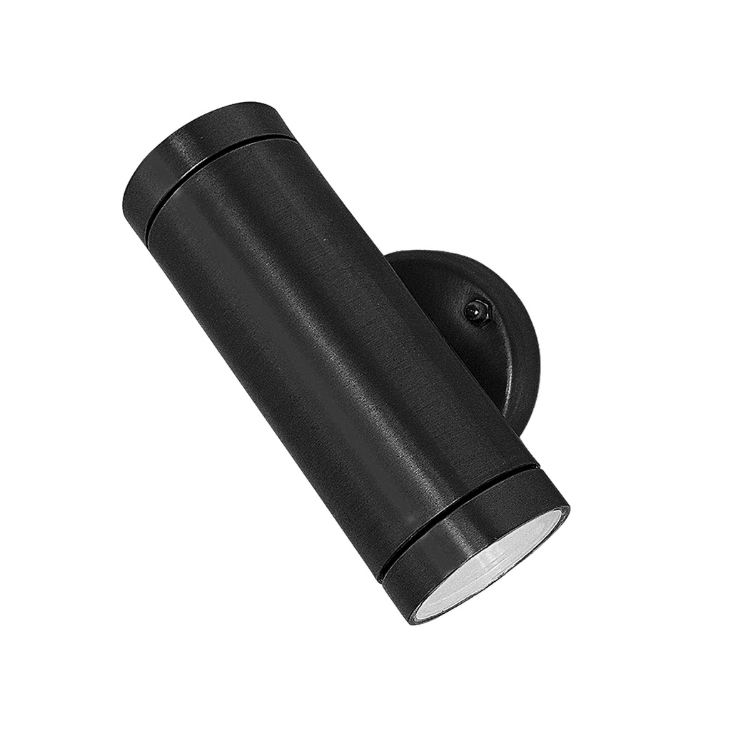 Kohdevalaisin tupla, Ø60mm, korkeus 165mm, musta messinki, GU10, IP44, Max 35W, Agelux.