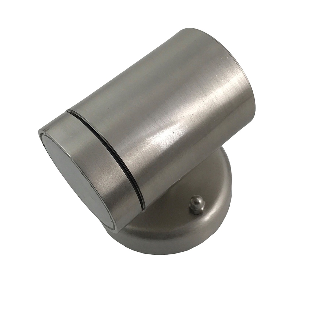 Kohdevalaisin ulos, Ø90mm, korkeus 100mm, niklattu messinki, GU10, IP64, Max 50W, Agelux.