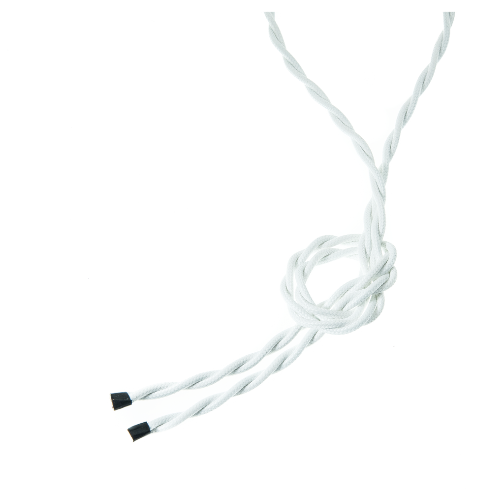 Valaisinjohto 50m. 2x0,75 valkoinen punottu tekstiili.