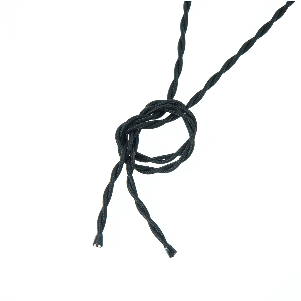 Valaisinjohto 4m. 2x0,75 musta punottu tekstiili.