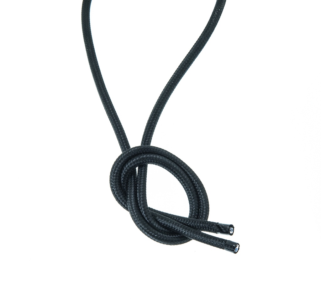 Valaisinjohto 4m. 2x0,75 musta pyöreä tekstiili.