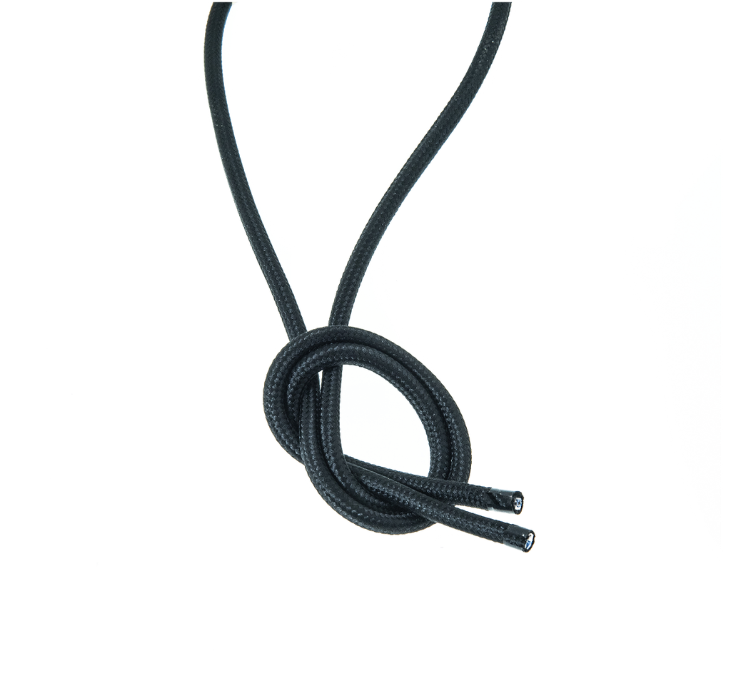 Valaisinjohto 4m. 2x0,75 musta pyöreä tekstiili.