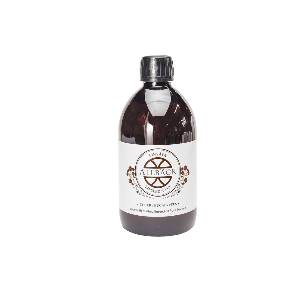 Pellavaöljysuopa 500 ml, seetri / eukalyptus.