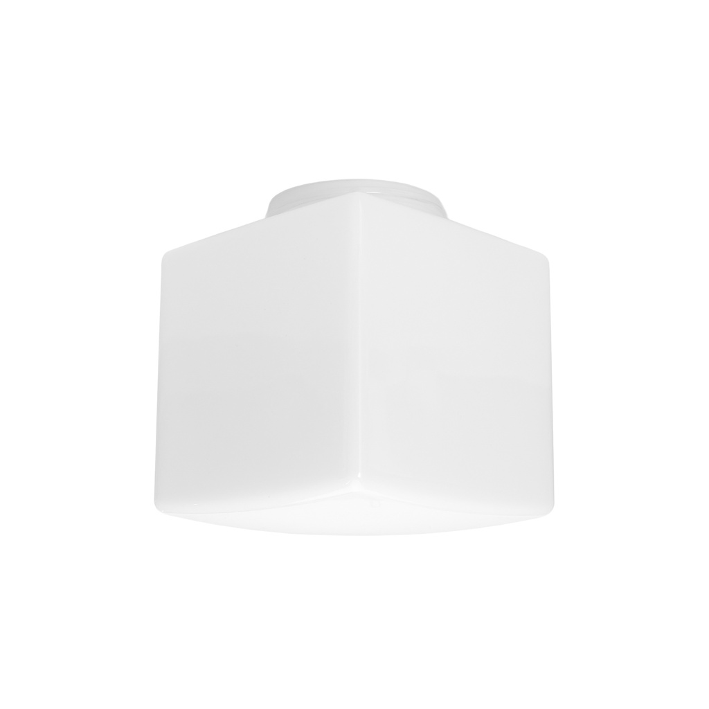 Neliö opaali lasikupu, Ø125mm, kierre 84,5mm, Lamplab.