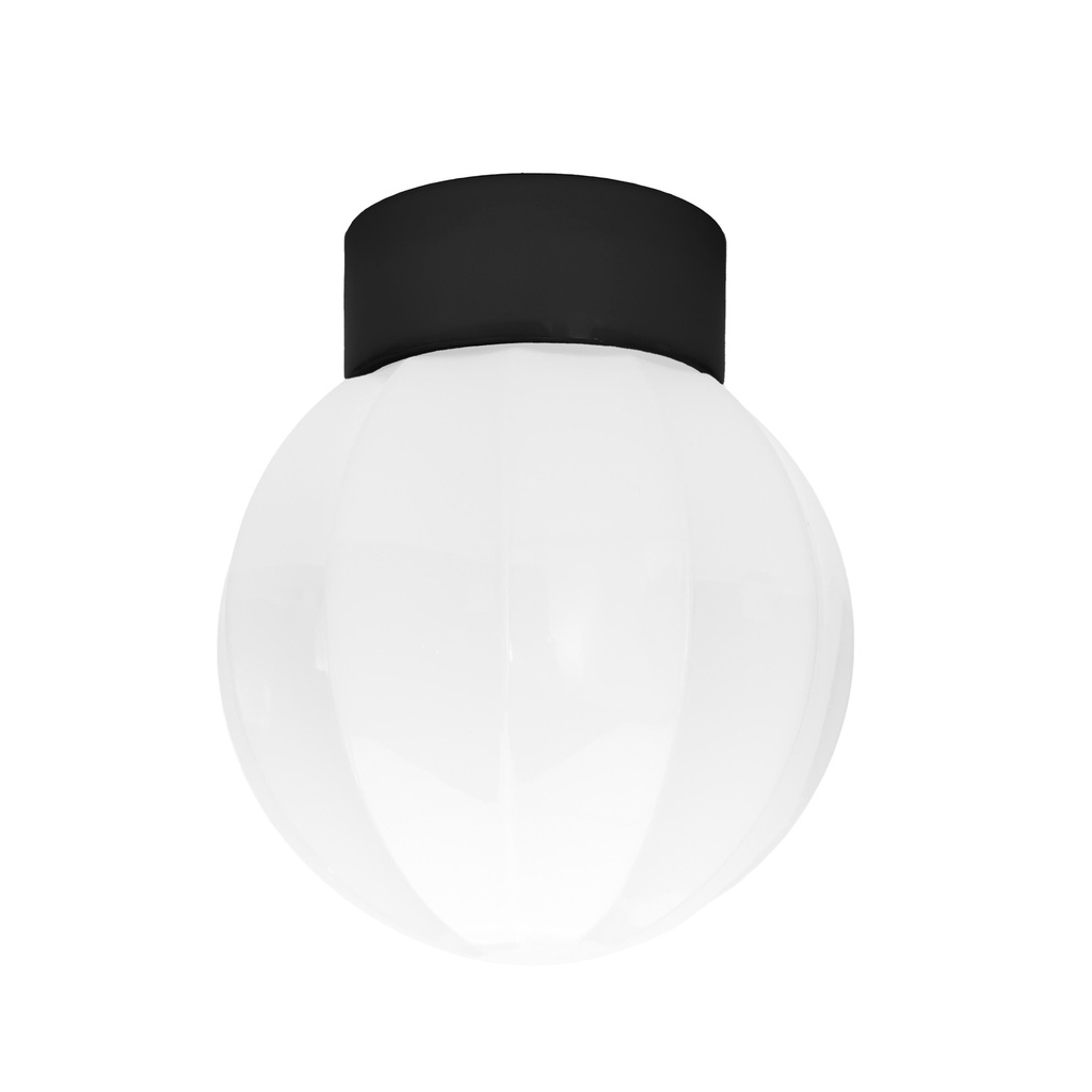 Sateenvarjo posliinivalaisin Ø150mm, IP20, E27, opaali lasi, musta posliinikanta.