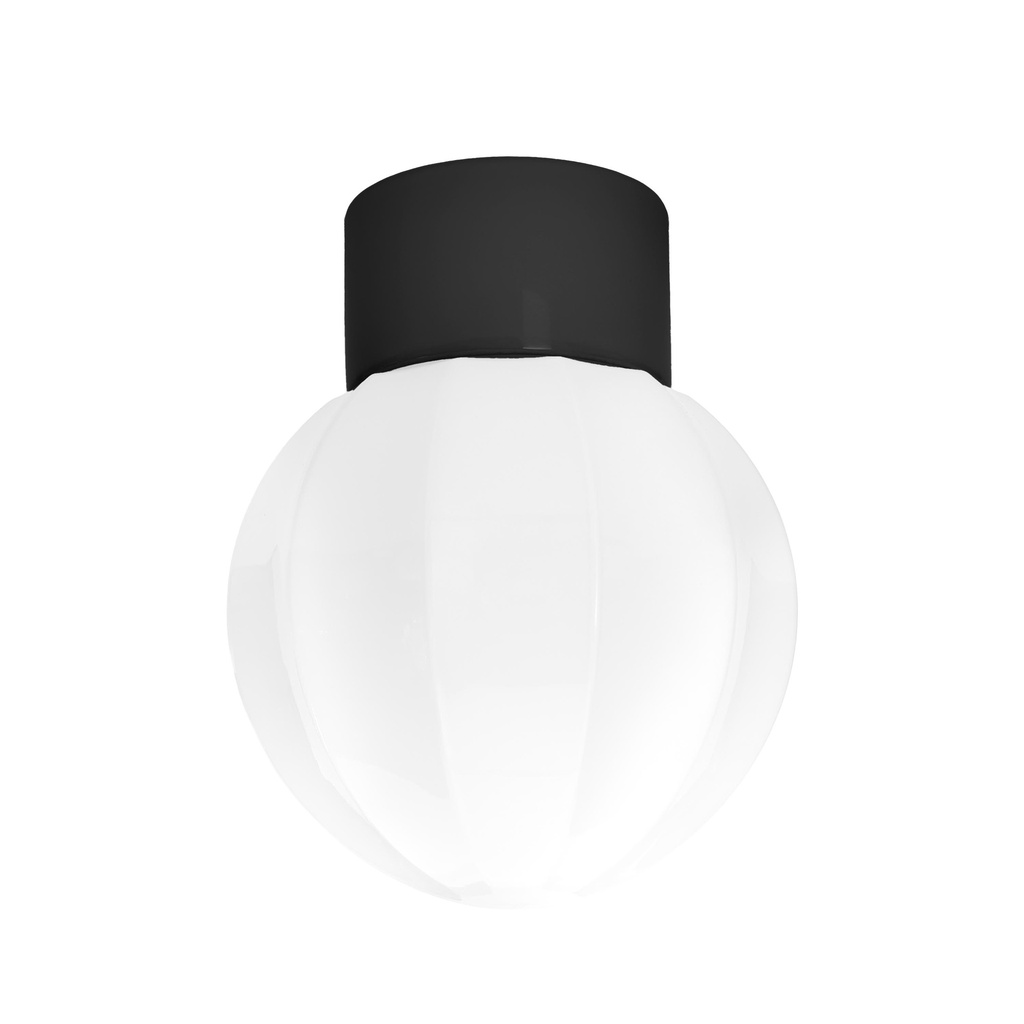 Sateenvarjo posliinivalaisin Ø150mm, IP54, E27, opaali lasi, musta posliinikanta.
