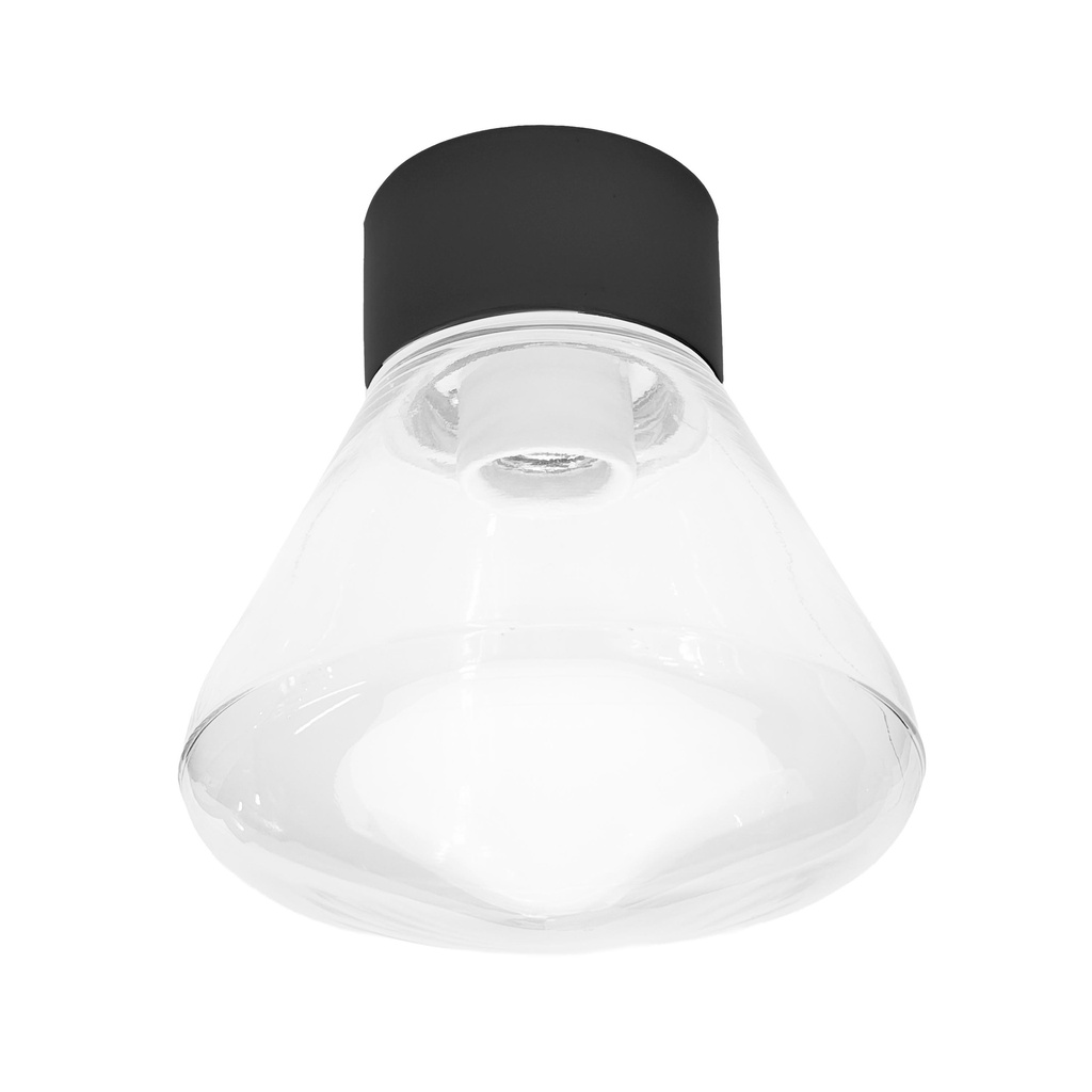 Leija posliinivalaisin Ø180mm, IP20, E27, kirkas lasi, musta posliinikanta.