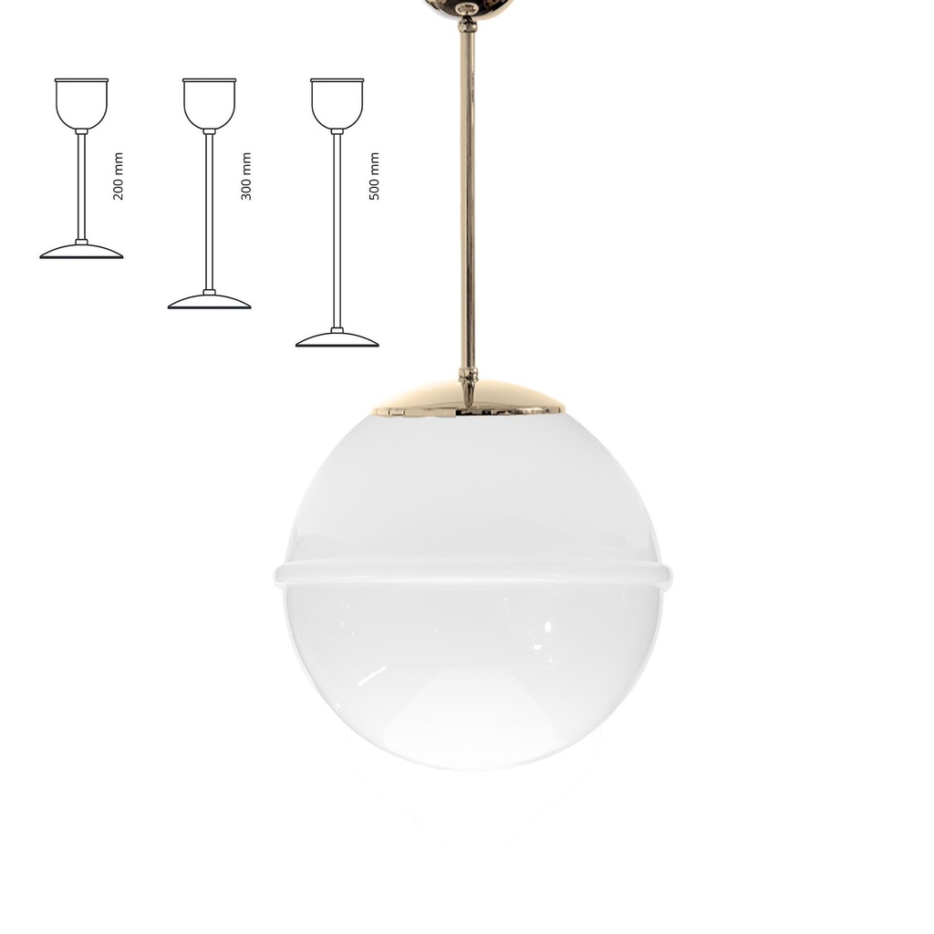 Raita kattovalaisin opaali Ø300 mm, pinnoittamaton messinki  580mm, E27 IP20 