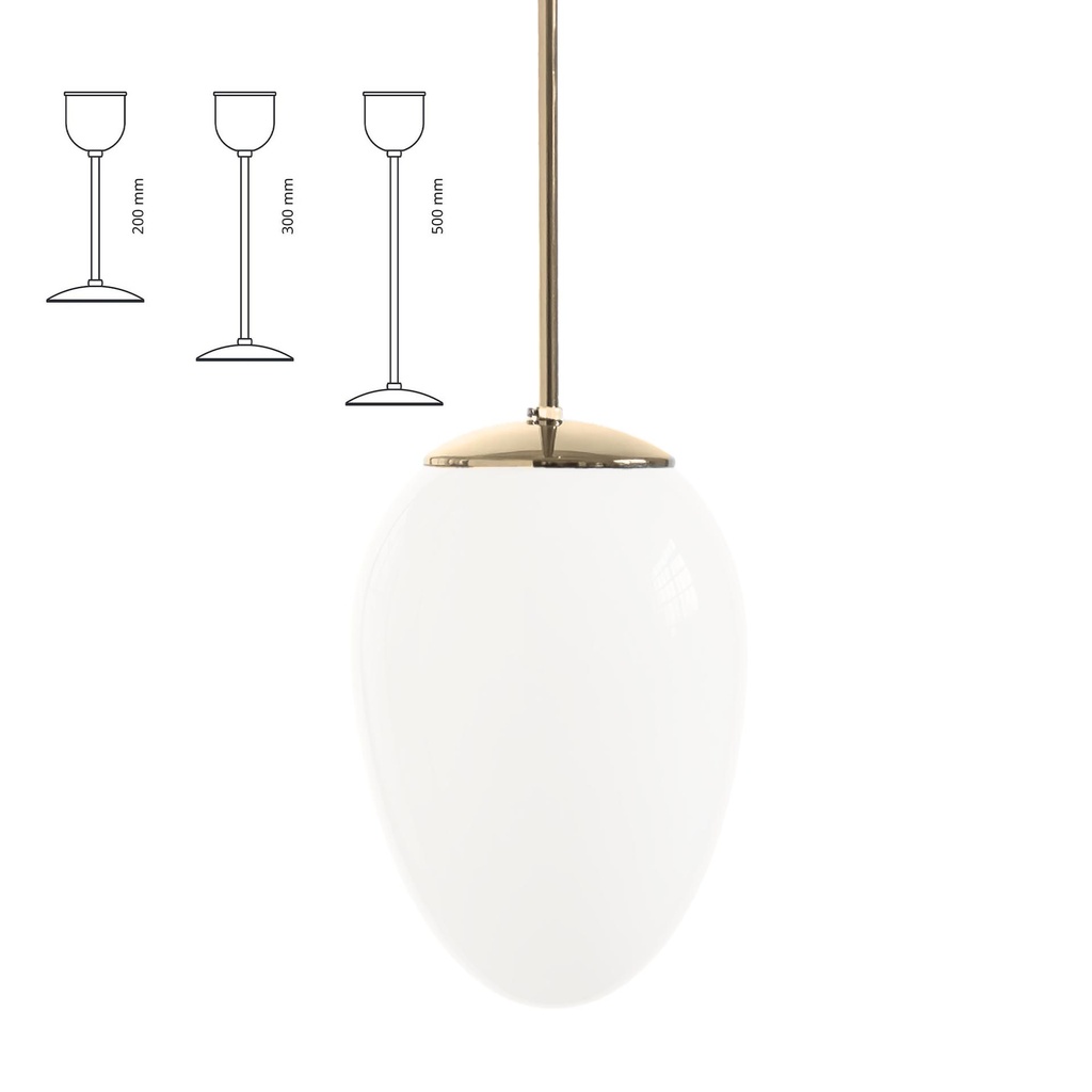 Ova kattovalaisin opaali 480mm Ø240 mm E27 IP20 pinnoittamaton messinki  