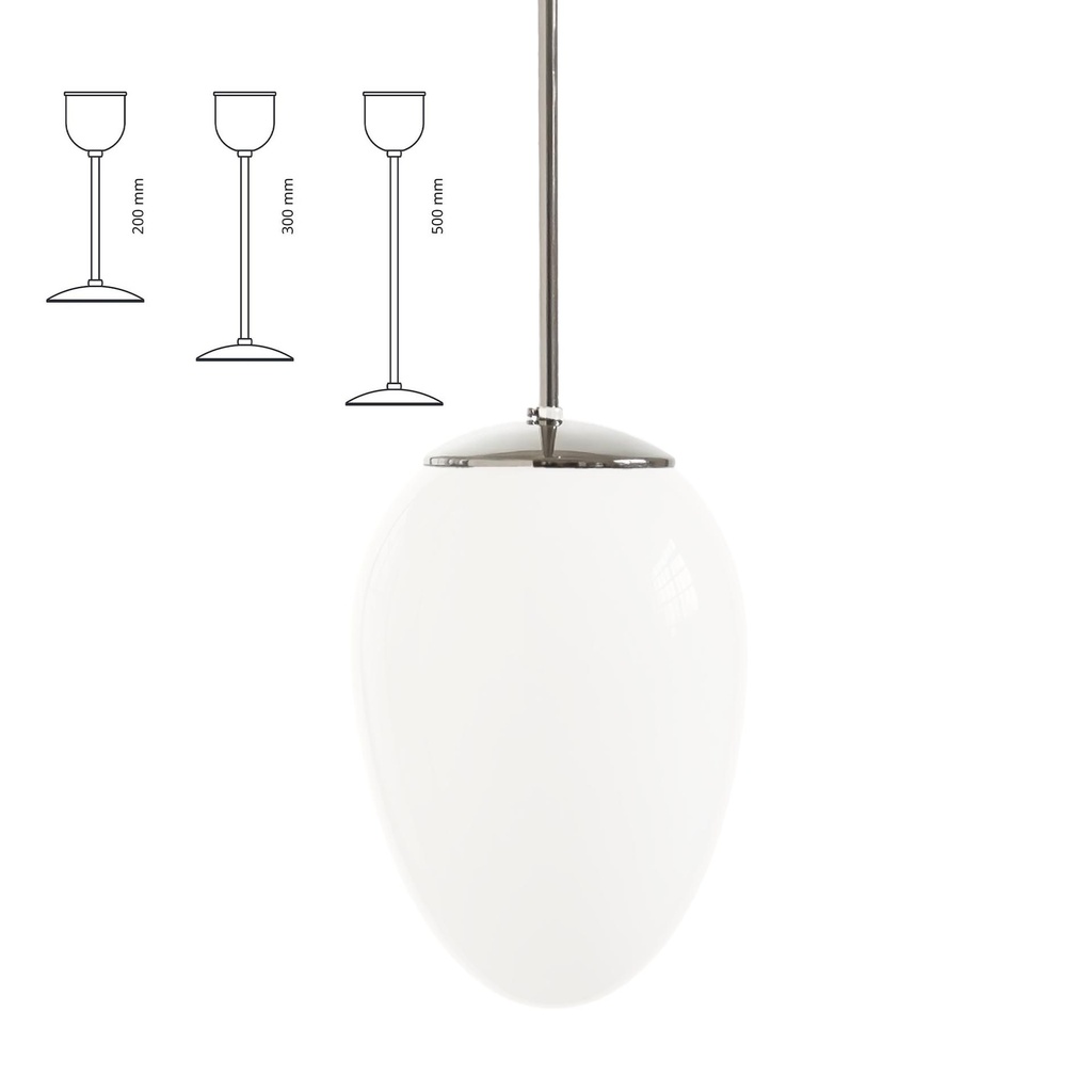 Ova kattovalaisin IP20, E27, 780mm niklattu messinki, opaali lasi Ø240mm, Lamplab.