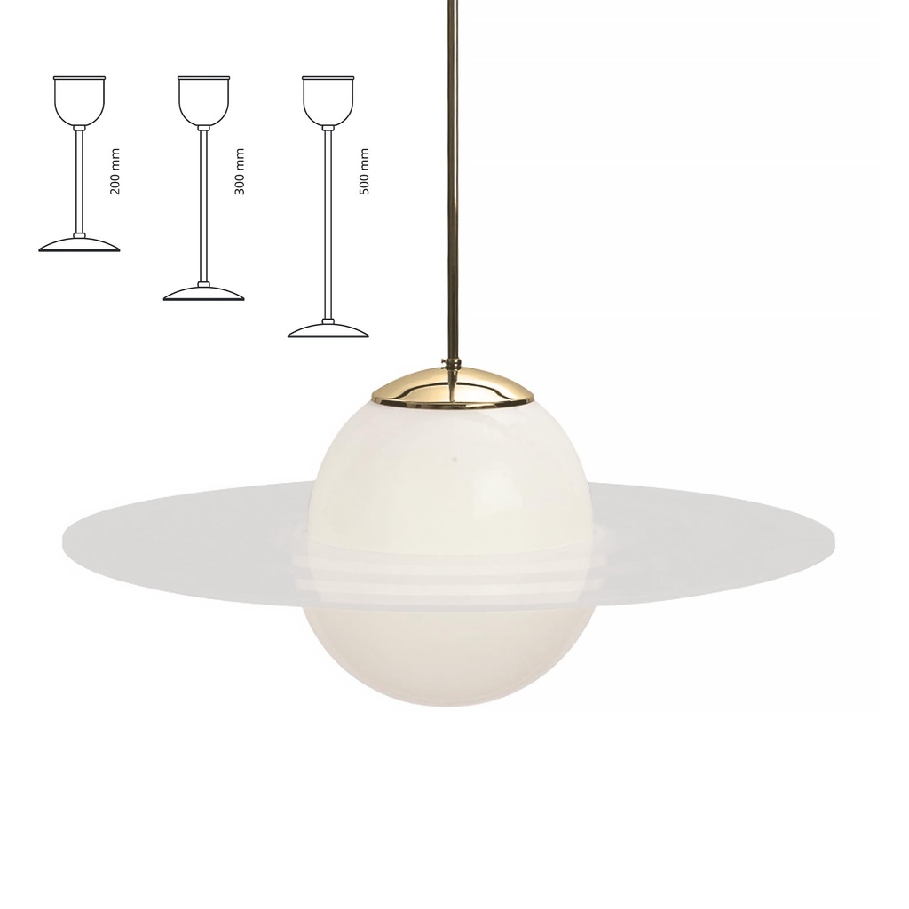 Saturnus kattovalaisin 780 mm, opaali Ø600 mm, pinnoittamaton messinki, IP20 E27