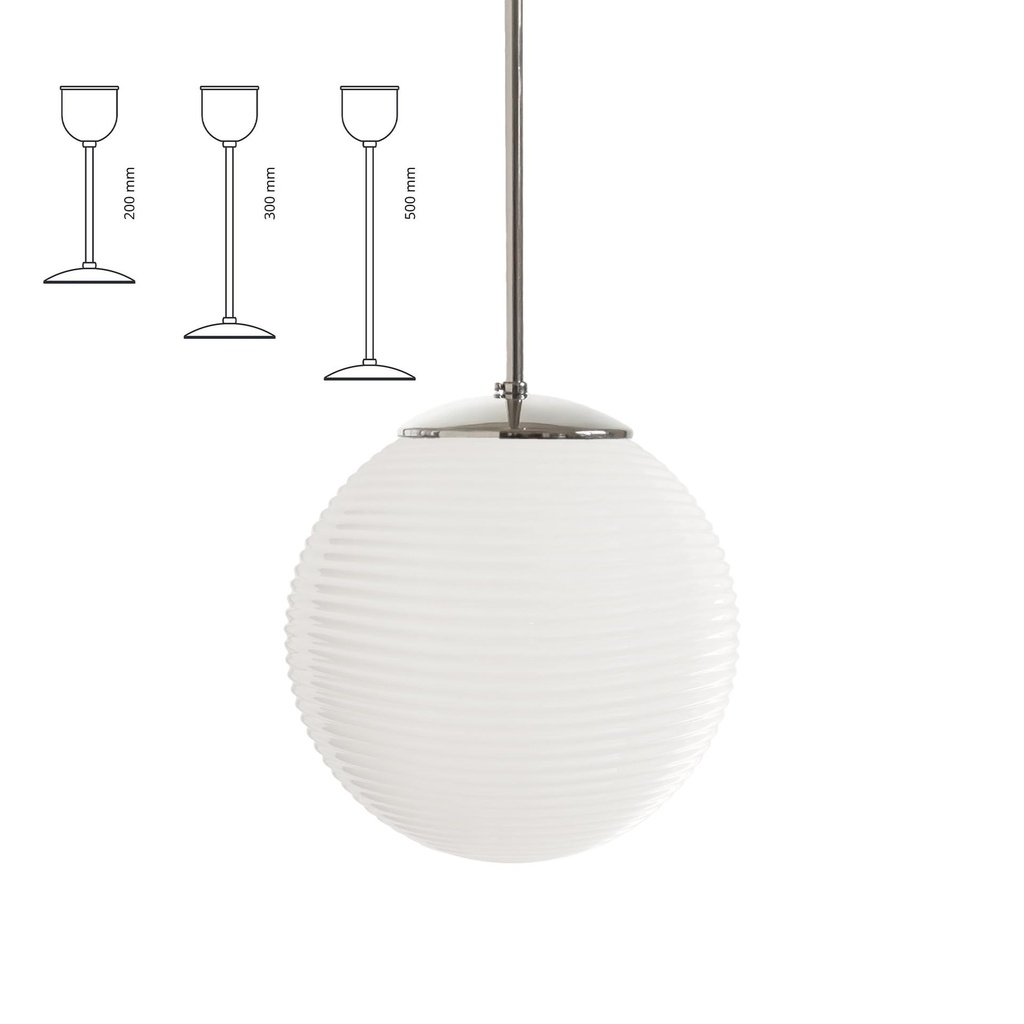 Rille opaali kattovalaisin 580mm E27 IP20 niklattu messinki Ø300 mm  