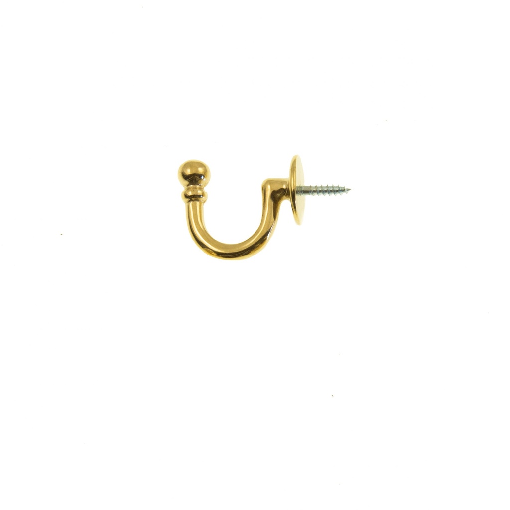 Koukku, iso, pyöristetty pää. Messinki.