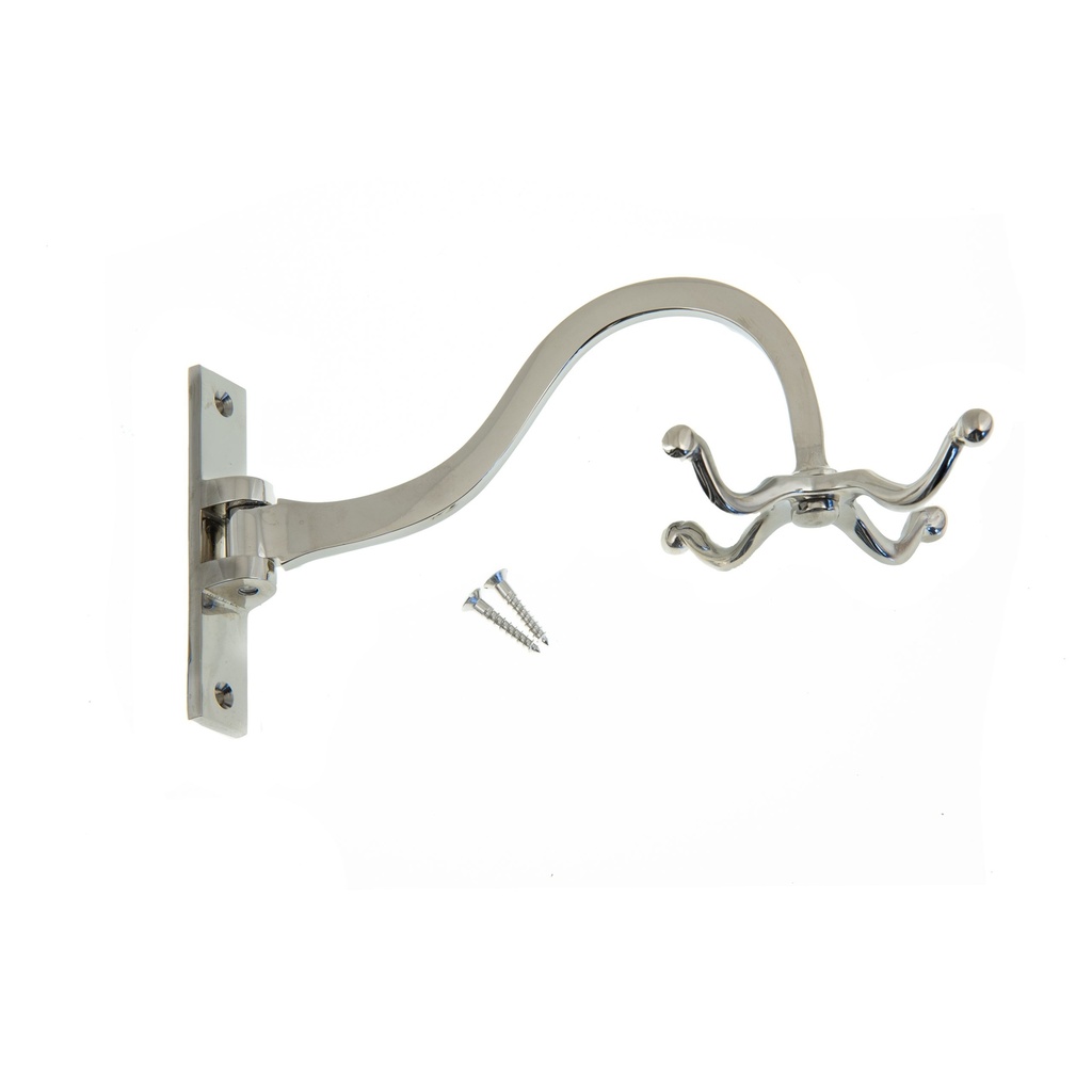 Koukkuripustin, pyörivä ja käännettävä, niklattu messinki