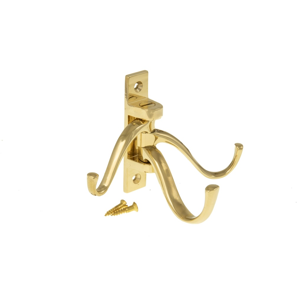 Kääntökoukku, kolmihaarainen, messinki