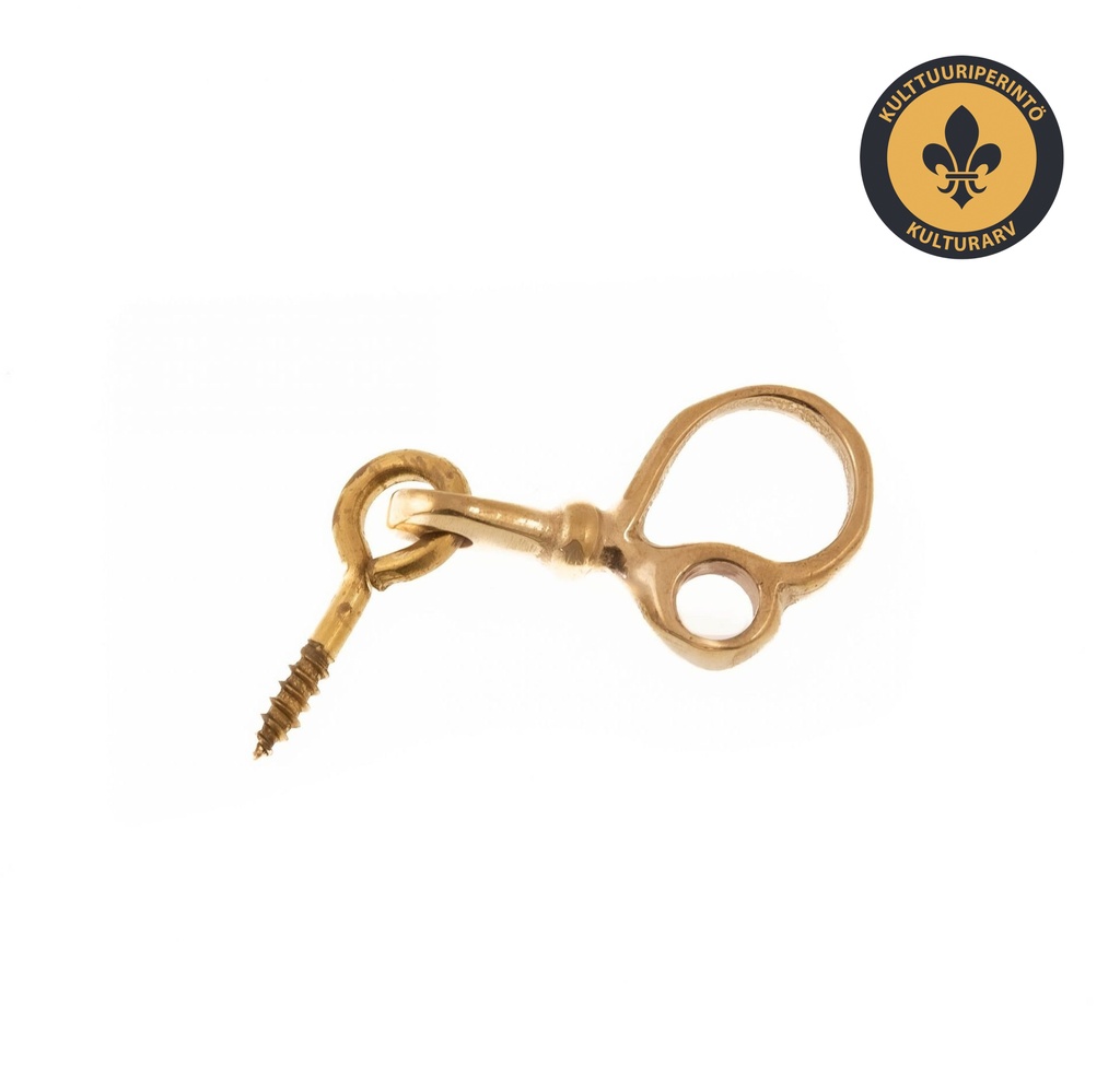 Sormihaka silmukkaruuvilla, perinteinen malli. Messinki.