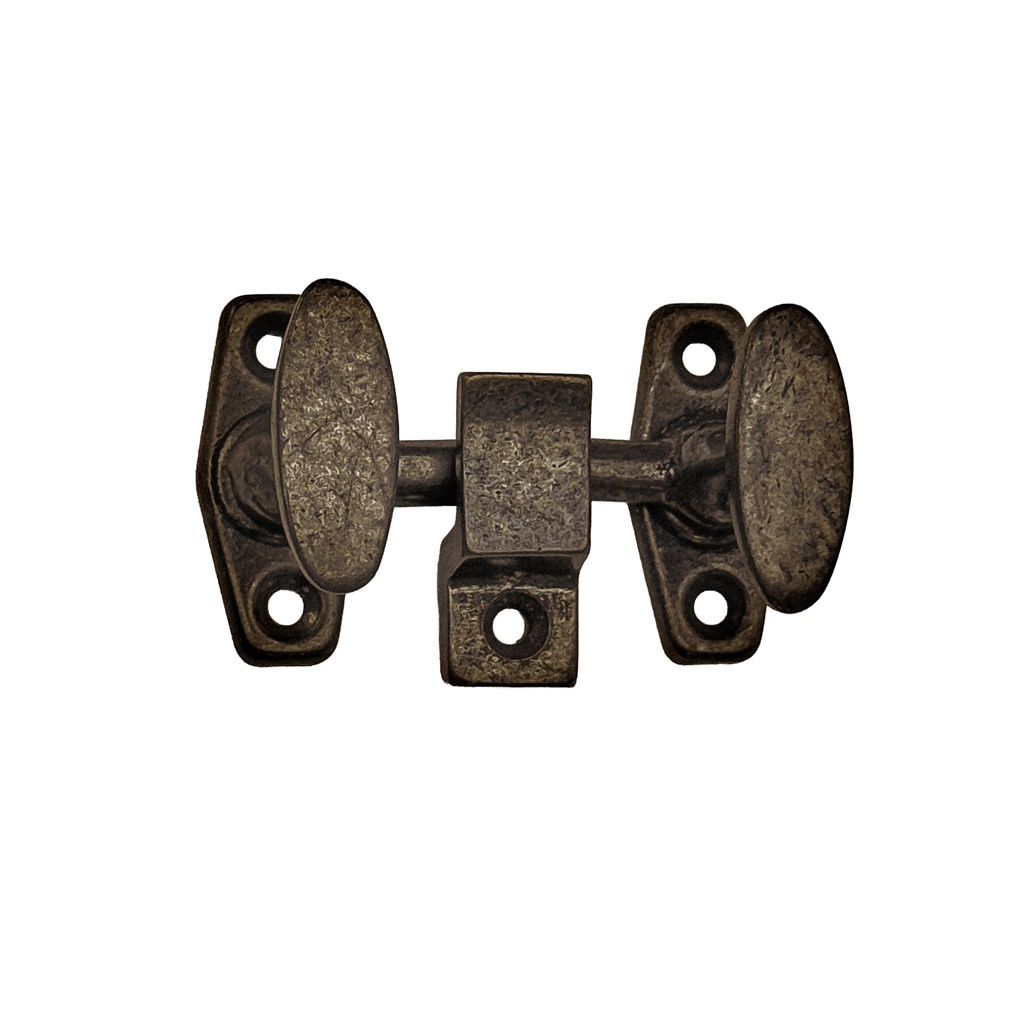 Ikkunasuljin Kellokoski, tuplamalli. Mustapatinoitu messinki.