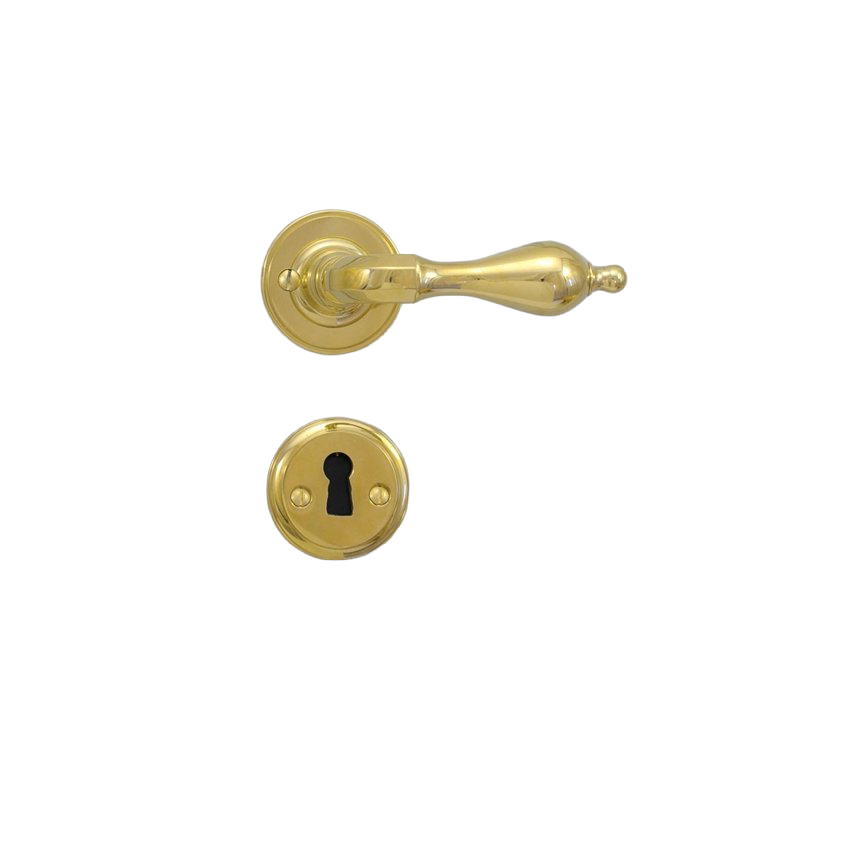 Ovenpainike, klassinen 1800-luvun tyyli, vanhaan oveen, messinki, avainkilvillä