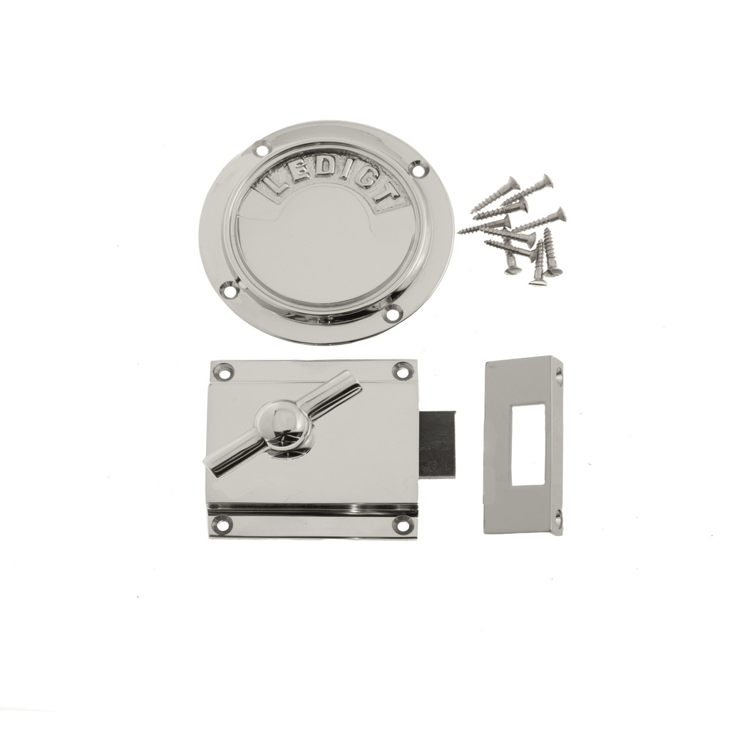 WC-lukko Ruotsi, näyttö ja lukko, niklattu messinki