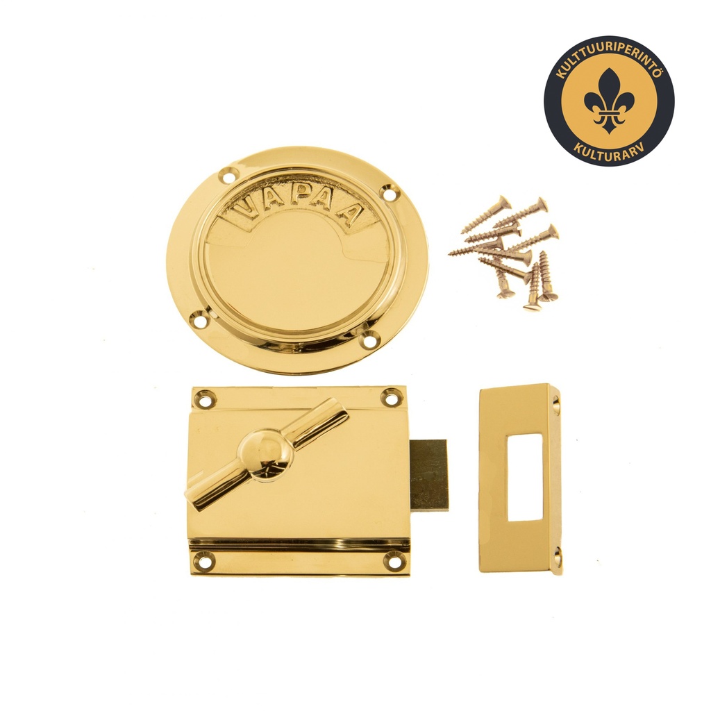 WC-lukko Suomi, näyttö ja lukko, messinki