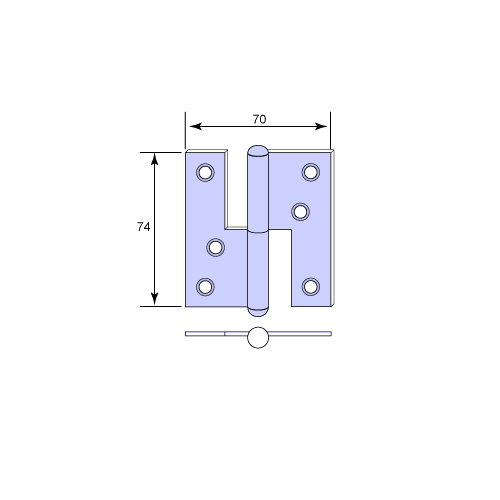 Sarana ikkunoihin vasen 30x74/92 mm, pyöristetty nuppi teräs