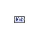 Emalikyltti Valkoinen pohja jossa mustalla teksti Kök Tummansininen reunus 80 x 50 mm