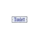 Emalikyltti Valkoinen pohja jossa mustalla teksti Toalett Tummansininen reunus 130 x 50 mm